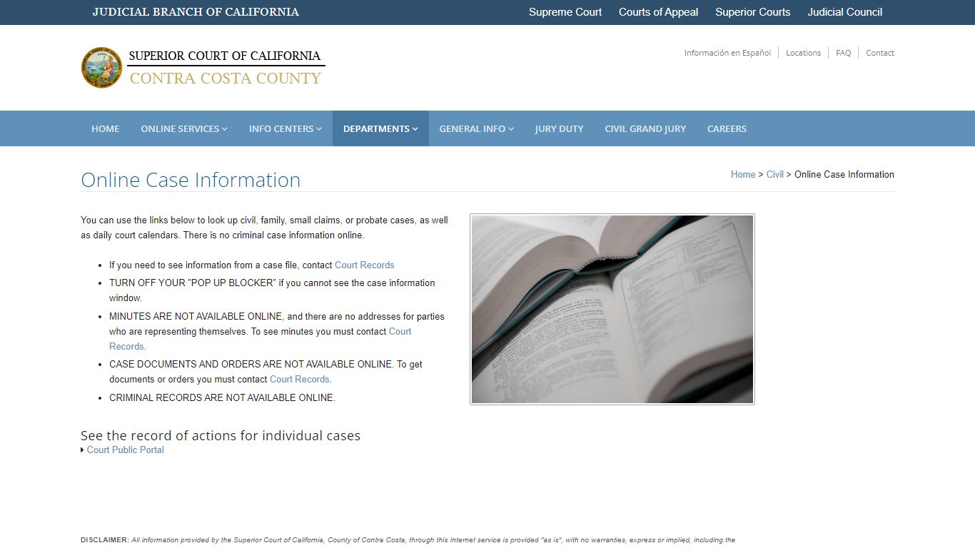 Online Case Information: Contra Costa Superior Court - cc-courts.org